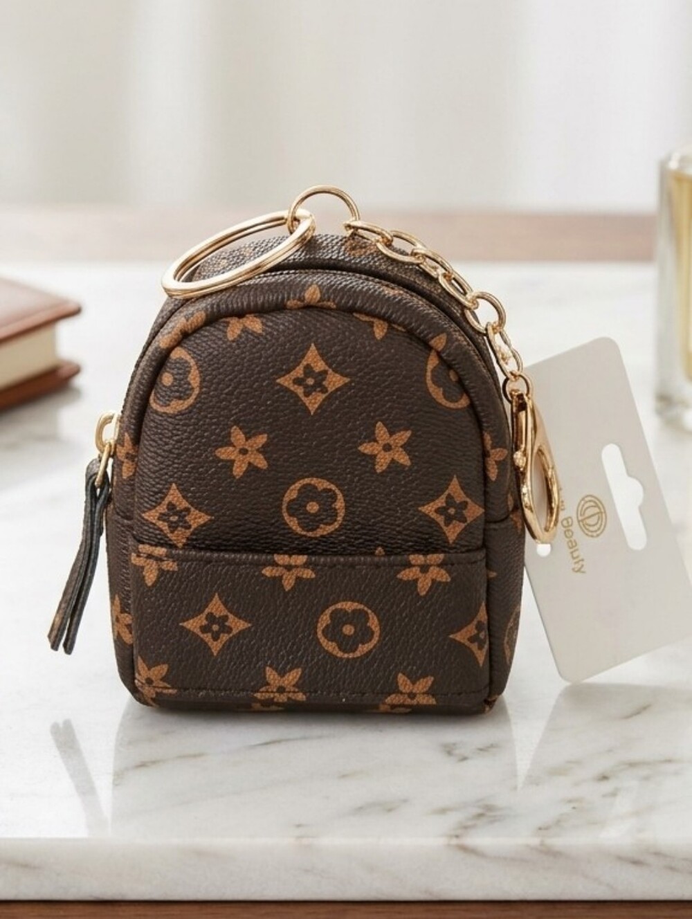 Luxury Monogram Mini Backpack Keychain - Brown